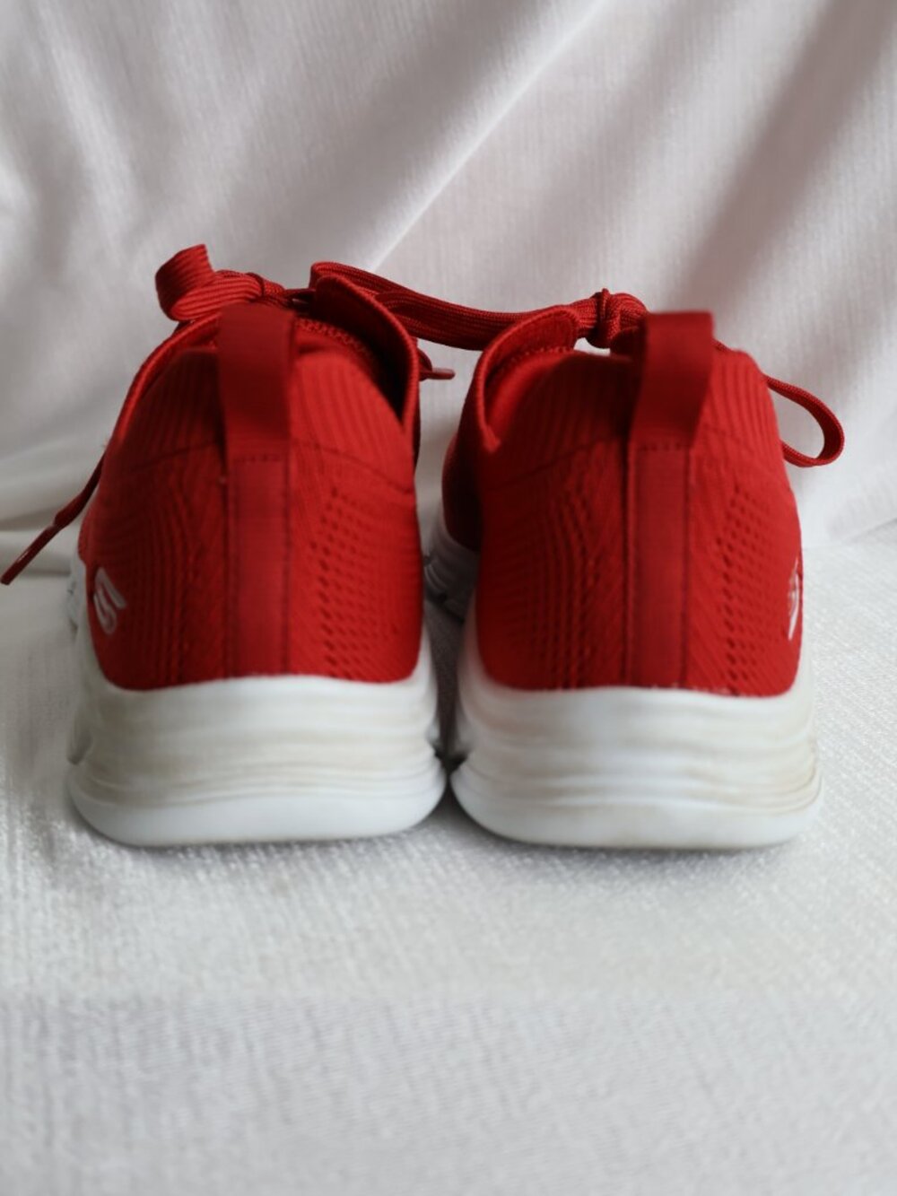 Size 6.5 - Skechers Bobs Lace up Runners - Red and White Sneakers - Picture 7 of 11